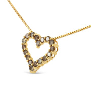 Bids.com 14K Yellow Gold Plated .925 Sterling Silver 1.0 Cttw Champagne Diamond Heart Pendant Necklace (K-L Color, I1-I2 Clarity) - 18" Necklaces