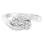 Bids.com 14K White Gold Round and Baguette Diamond Bypass Ring (1/2 cttw, H-I Color, I1-I2 Clarity) - Ring Size 6 Rings