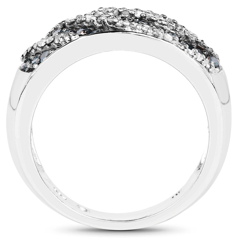 Bids.com 0.62 Carat Genuine Blue Diamond and White Diamond .925 Sterling Silver Ring Rings