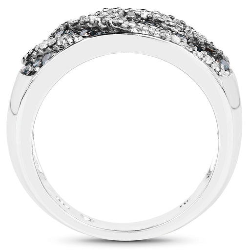 Bids.com 0.62 Carat Genuine Blue Diamond and White Diamond .925 Sterling Silver Ring Rings