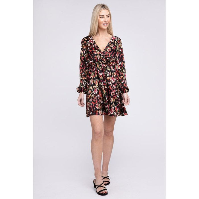 Multicolor Print V Neck Dress