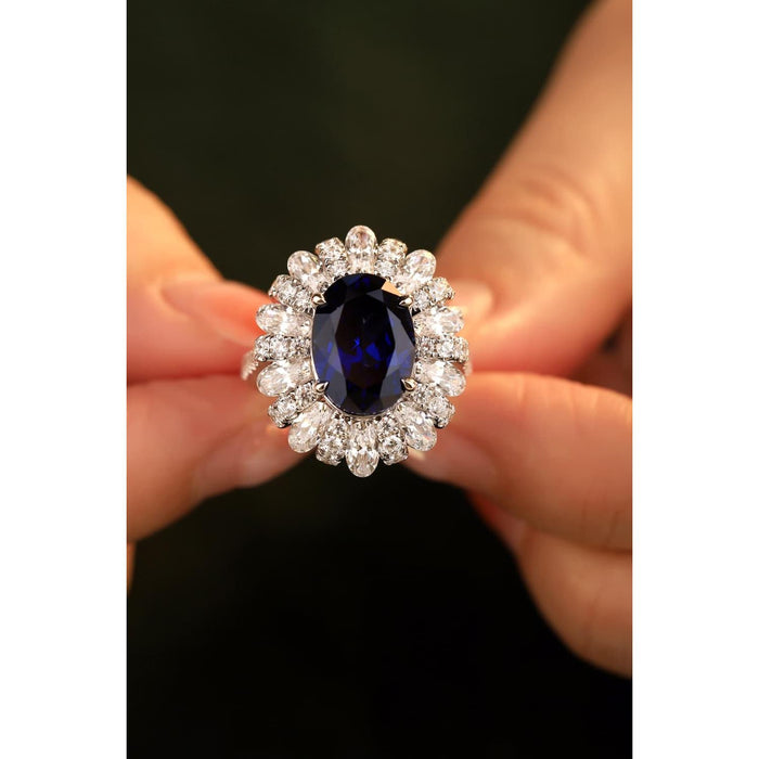 5 Carat Lab-Grown Sapphire Flower Shape Ring