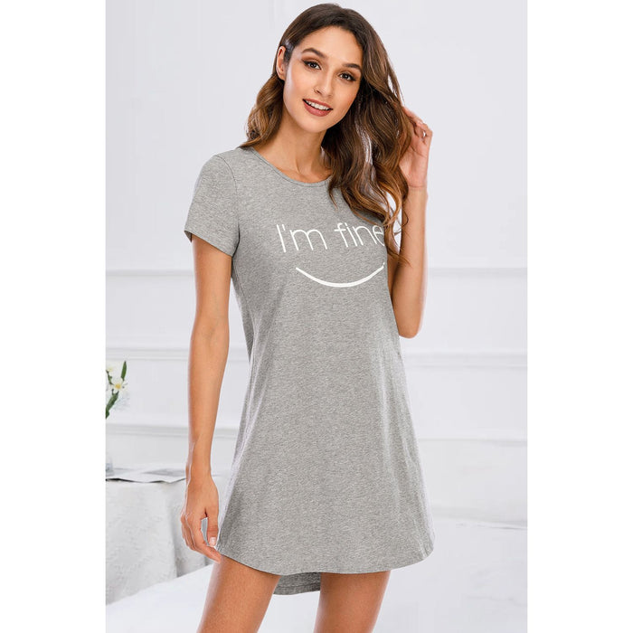 Graphic Round Neck Short Sleeve Lounge Dress