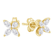Bids.com 14K White Gold 1/2 Cttw Marquise Diamond 8 Stone Floral Leaf Stud Earrings (H-I Color, SI1-SI2 Clarity) Earrings