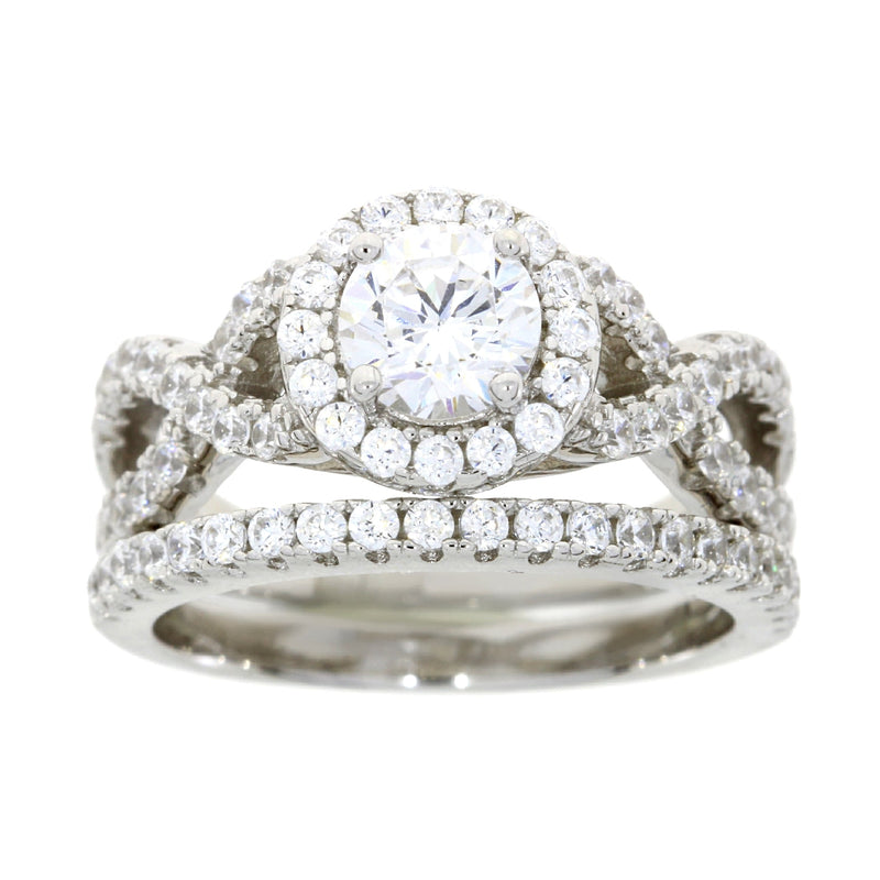 Bids.com Cubic Zirconium CZ SS Bridal Sterling Silver Rings