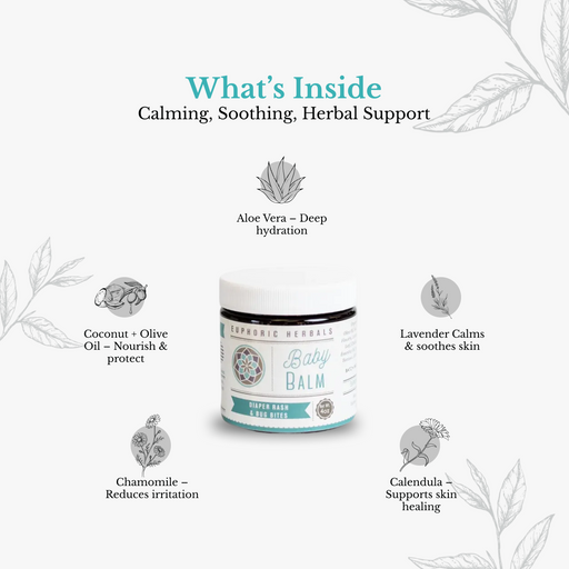 Euphoric Herbals Baby Balm Herbal Salve Salve White Smoke 1oz,4oz,8oz