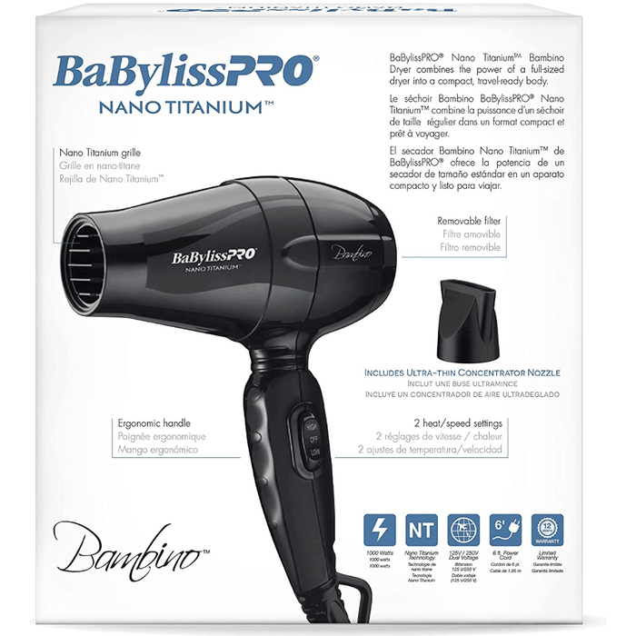 Babylisspro Nano Titanium Bambino Compact Dryer #Bnt5510Uc