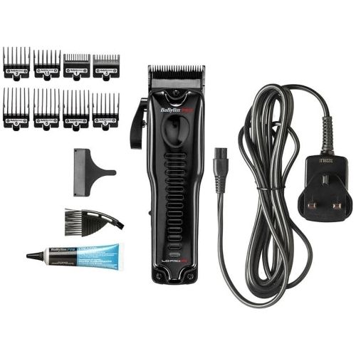 Babylisspro Black Combo Set, Lo-Profx Clipper #Fx825 & Trimmer #Fx726 & Charging Base & Foil Shaver & Mat & Water Spray & Fade Brush & Neck Duster & Combs Barber Bundle Set