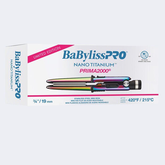 VIP Extensions BaBylissPRO Iridescent Nano Titanium Prima2000 3/4" Mini Flat Iron Hair Tool