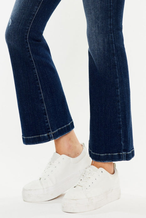 Mid Rise Button Fly Flare Jeans