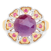 Bids.com 14K Yellow Gold Plated 5.55 Carat Genuine Pink Sapphire & Ruby .925 Sterling Silver Ring Rings