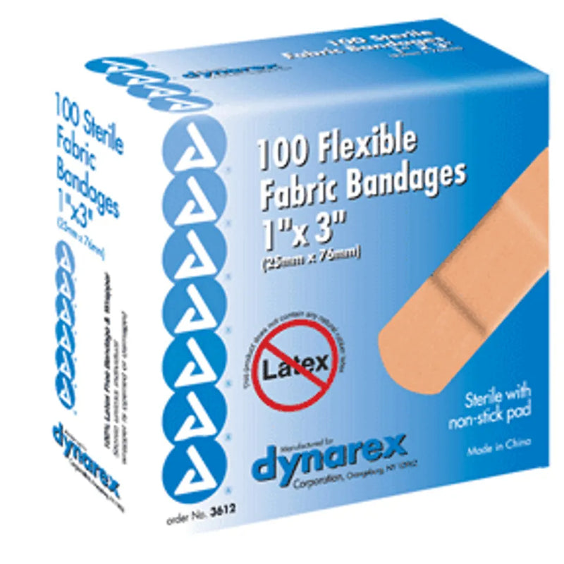 Dynarex Dynarex Adhesive Flexible Fabric Sterile Bandages 1 X 3 Inches 100 Ea Health Care