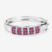 Bids.com 6.65 Carat Genuine Ruby and White Topaz .925 Sterling Silver Bracelet Bracelets