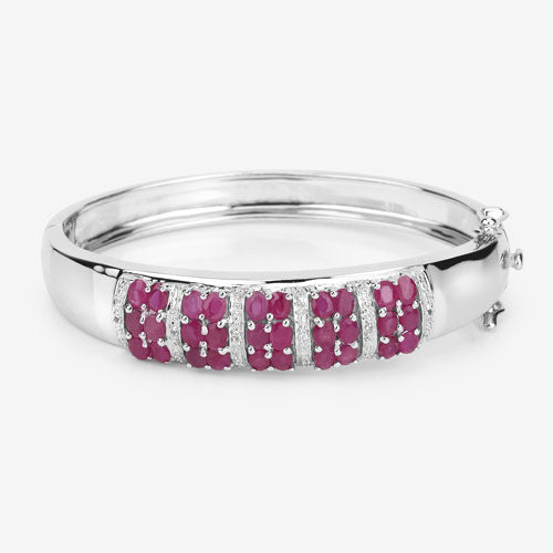 Bids.com 6.65 Carat Genuine Ruby and White Topaz .925 Sterling Silver Bracelet Bracelets
