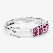 Bids.com 6.65 Carat Genuine Ruby and White Topaz .925 Sterling Silver Bracelet Bracelets