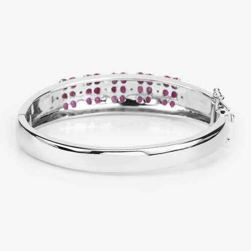 Bids.com 6.65 Carat Genuine Ruby and White Topaz .925 Sterling Silver Bracelet Bracelets