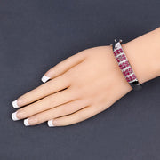 Bids.com 6.65 Carat Genuine Ruby and White Topaz .925 Sterling Silver Bracelet Bracelets