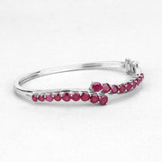 Bids.com 9.10 Carat Glass Filled Ruby .925 Sterling Silver Bangle Bracelets