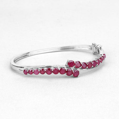 Bids.com 9.10 Carat Glass Filled Ruby .925 Sterling Silver Bangle Bracelets