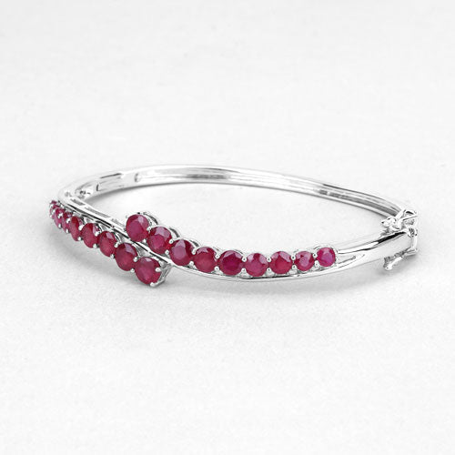 Bids.com 9.10 Carat Glass Filled Ruby .925 Sterling Silver Bangle Bracelets