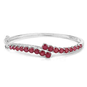 Bids.com 9.10 Carat Glass Filled Ruby .925 Sterling Silver Bangle Bracelets