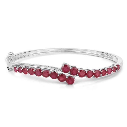 Bids.com 9.10 Carat Glass Filled Ruby .925 Sterling Silver Bangle Bracelets