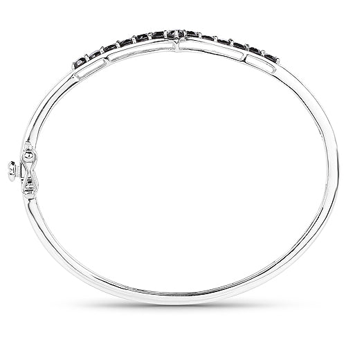 Bids.com 2.28 Carat Genuine Black Diamond .925 Sterling Silver Bangle Bracelets