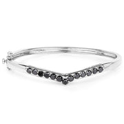 Bids.com 2.28 Carat Genuine Black Diamond .925 Sterling Silver Bangle Bracelets