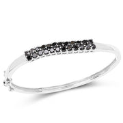 Bids.com 3.53 Carat Genuine Black Diamond .925 Sterling Silver Bangle Bracelets