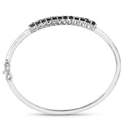 Bids.com 3.53 Carat Genuine Black Diamond .925 Sterling Silver Bangle Bracelets