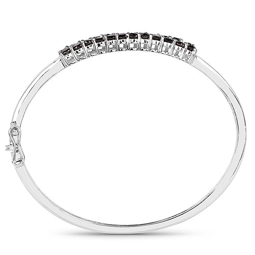 Bids.com 3.53 Carat Genuine Black Diamond .925 Sterling Silver Bangle Bracelets