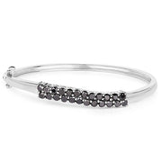 Bids.com 3.53 Carat Genuine Black Diamond .925 Sterling Silver Bangle Bracelets