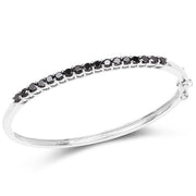 Bids.com 2.50 Carat Genuine Black Diamond .925 Sterling Silver Bangle Bracelets