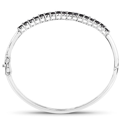 Bids.com 2.50 Carat Genuine Black Diamond .925 Sterling Silver Bangle Bracelets