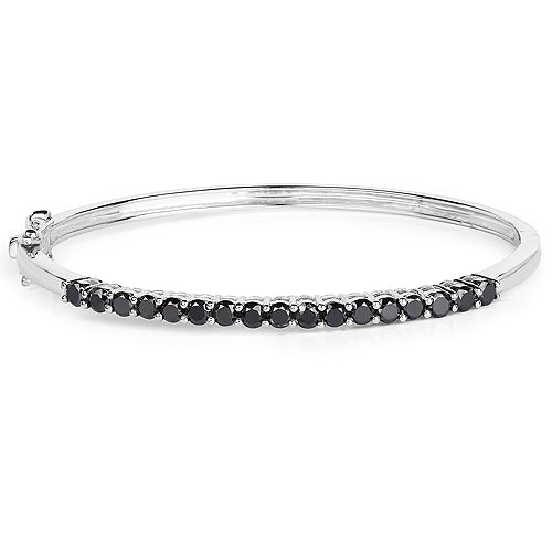 Bids.com 2.50 Carat Genuine Black Diamond .925 Sterling Silver Bangle Bracelets