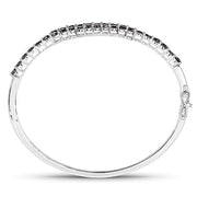 Bids.com 4.00 Carat Genuine Black Diamond .925 Sterling Silver Bangle Bracelets
