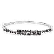 Bids.com 4.00 Carat Genuine Black Diamond .925 Sterling Silver Bangle Bracelets