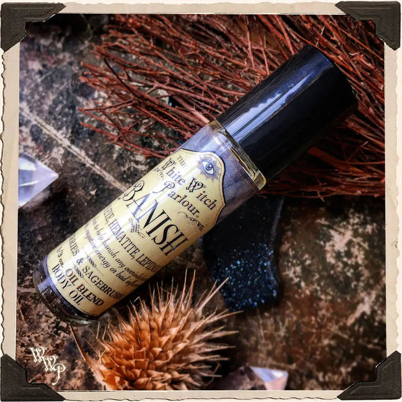 WhiteWitchParlour.com BANISH Elixir 1/3oz Body Oil Rollon. For Removing Hexes, Curses & Negative Energy. aromatherapy, perfume, oils