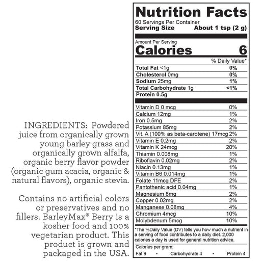 Hallelujah Diet BarleyMax - Berry Flavored - 30 Day Supply