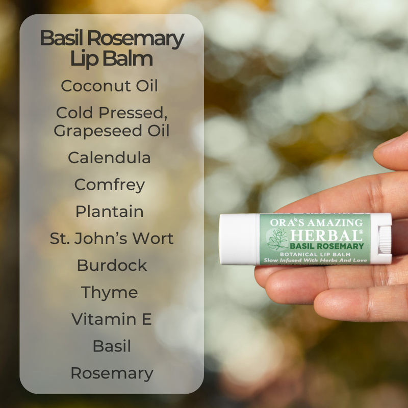 Ora's Amazing Herbal Natural Lip Balm, Herbal Infused, Basil Rosemary