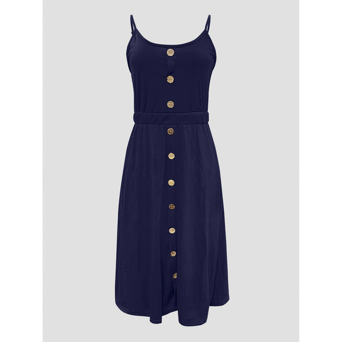 Decorative Button Spaghetti Strap Dress