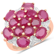 Bids.com 14K Rose Gold Plated 4.52 Carat Genuine Glass Filled Ruby .925 Sterling Silver Ring Rings