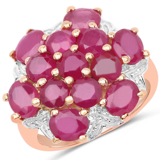 Bids.com 14K Rose Gold Plated 4.52 Carat Genuine Glass Filled Ruby .925 Sterling Silver Ring Rings