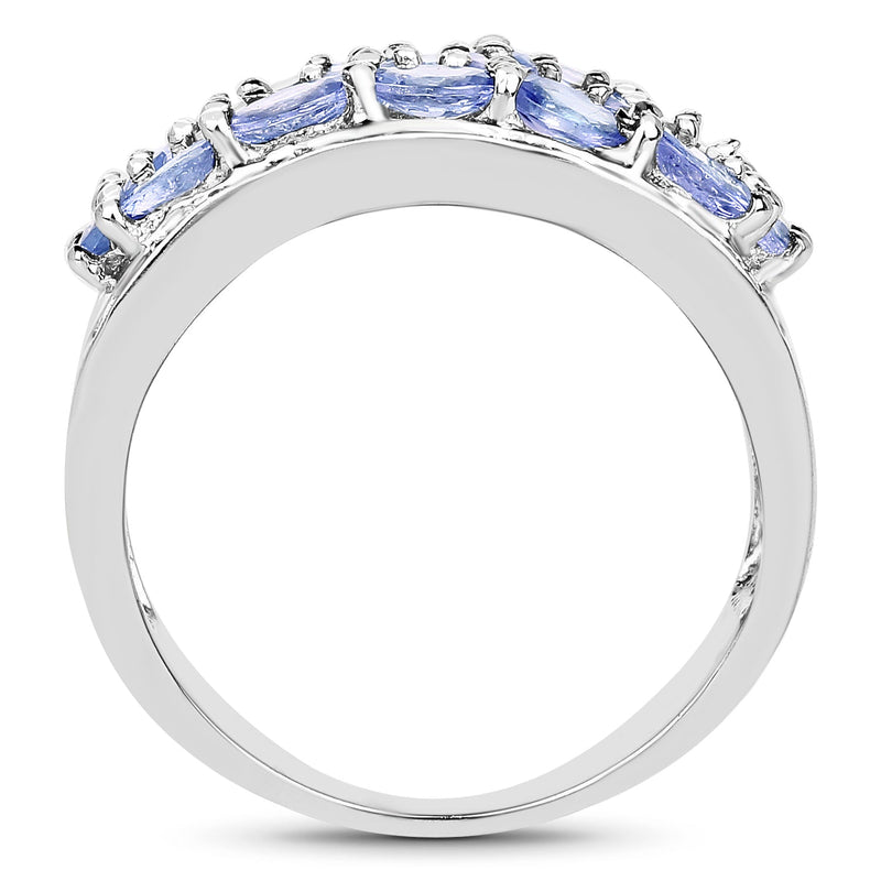 Bids.com 2.76 Carat Genuine Tanzanite and White Topaz .925 Sterling Silver Ring Rings