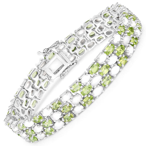 Bids.com 19.73 Carat Genuine Opal and Peridot .925 Sterling Silver Bracelet Bracelets