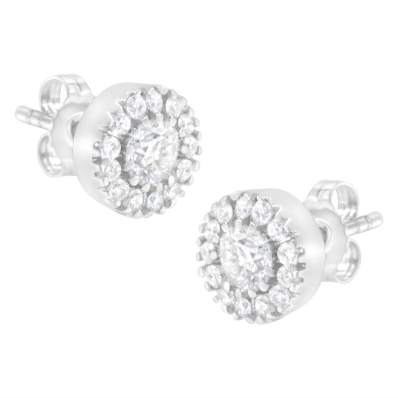Bids.com 14k White Gold 1 cttw Diamond Halo Stud Earrings (I-J Clarity, I1-I2 Color) Earrings