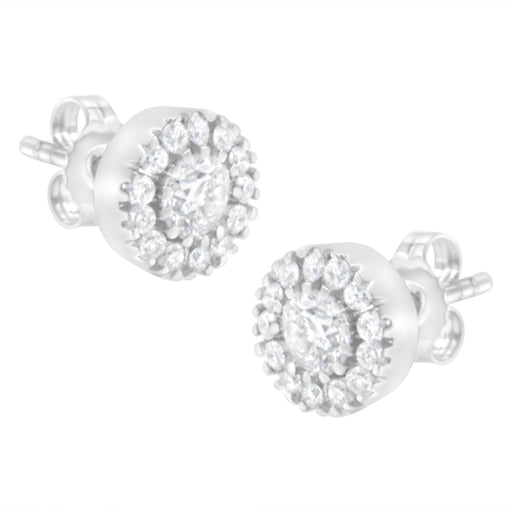 Bids.com 14k White Gold 1 cttw Diamond Halo Stud Earrings (I-J Clarity, I1-I2 Color) Earrings