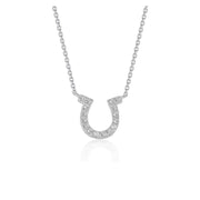 Bids.com 14k White Gold Horseshoe Design Diamond Pendant Necklaces