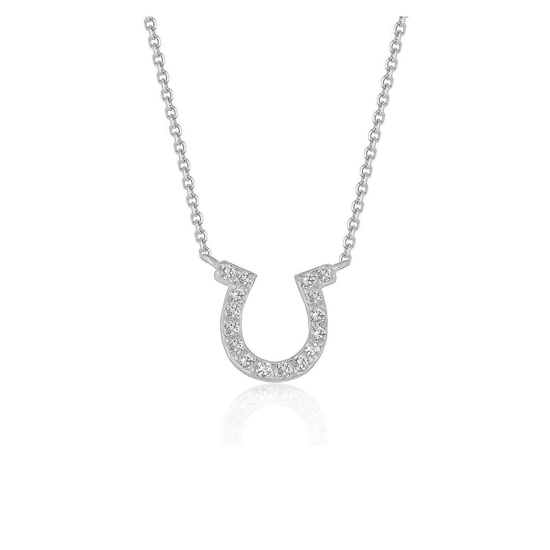Bids.com 14k White Gold Horseshoe Design Diamond Pendant Necklaces
