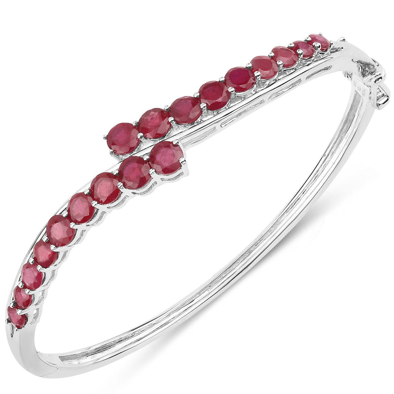Bids.com 9.10 Carat Glass Filled Ruby .925 Sterling Silver Bangle Bracelets